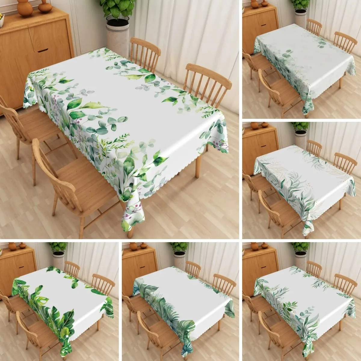 

Durable Peach Skin Table Cloth 2D Flat Printed Watercolor Leaves Table Runner For Wedding Party Kitchen Dining Room Decoration