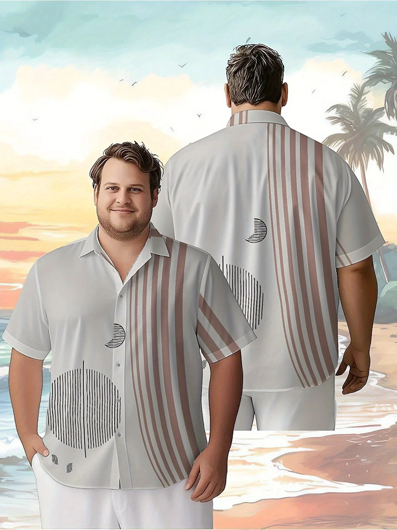 

Men's Plus Size Hawaiian Shirts Simple Geometry Pattern,Unisex Baggy Aloha Shirts,summer Alternative Clothing