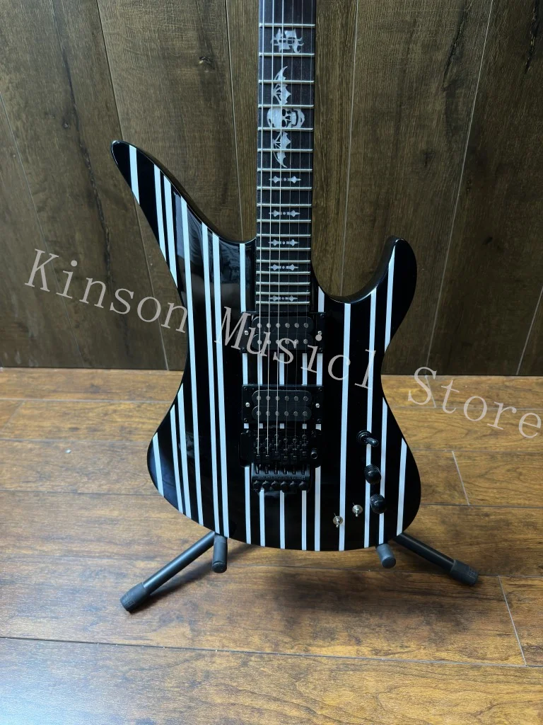 Synyster Gates electric guitar black and white striped Tremolo Electric Guitar In stock