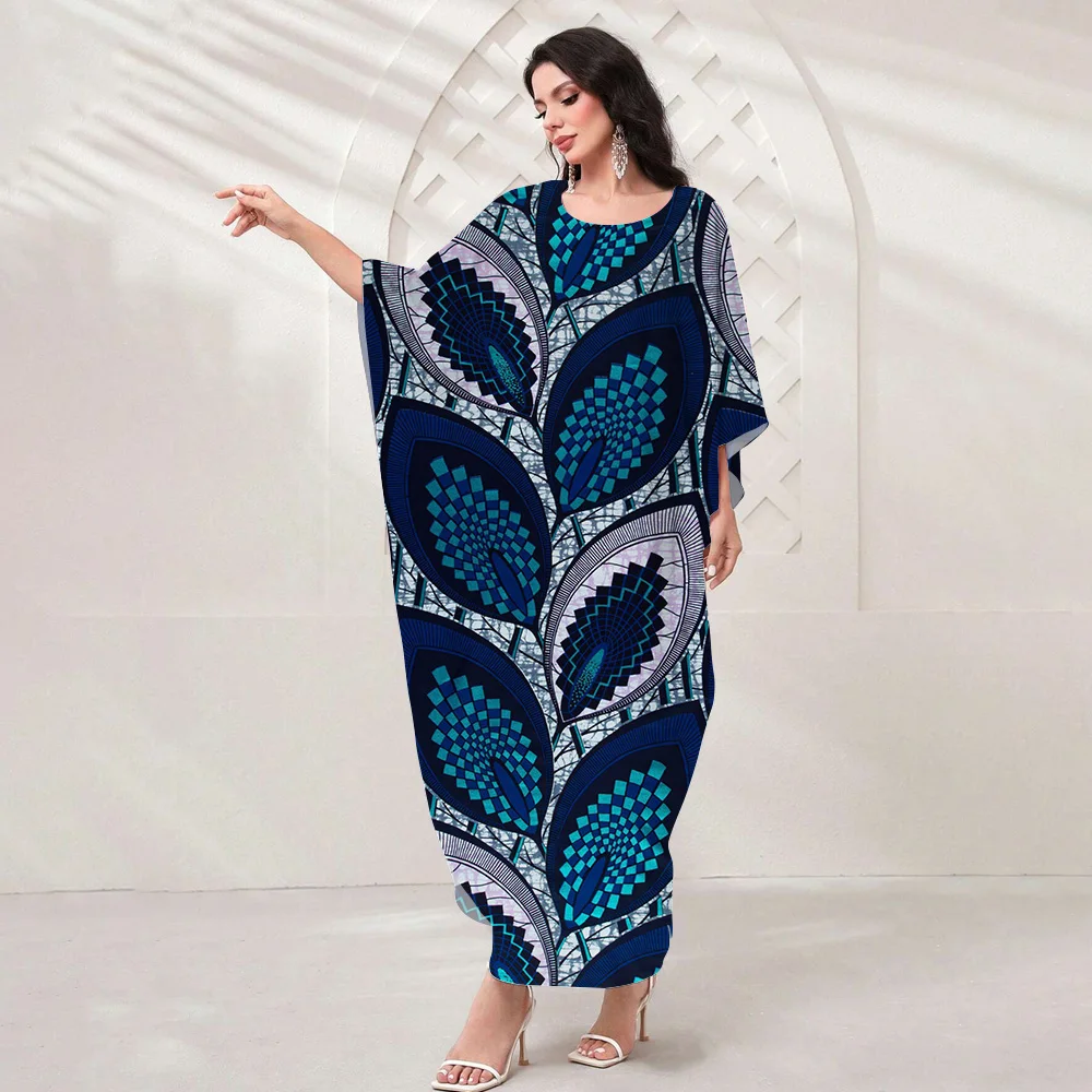 Afrykańskie kobiety ubierają luksusowe dubaj kaftan moda muzułmańskie abaje suknie ślubne szata Boubou kwiatowy Print odzież afrykańska