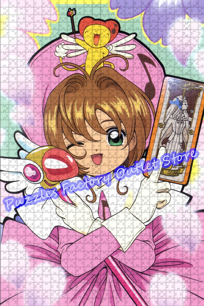 Rompecabezas Card Captor Sakura 300/500/1000 piezas chica mágica Anime estampado de dibujos animados rompecabezas para niños juguetes educativos regalos