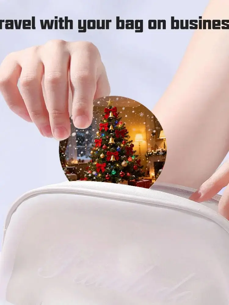 Design de impressão de desenho animado de Halloween, mini espelho de maquiagem portátil com espelho de maquiagem dobrável leve com ampliação 2x mão compacta