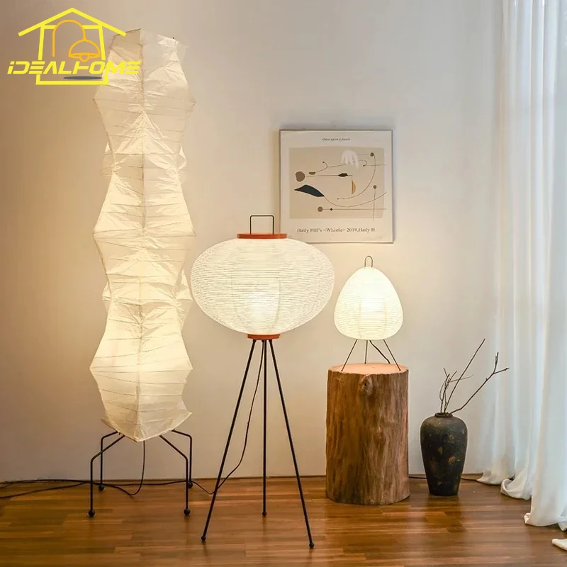 Imagem -06 - Japonês Wabi-sabi Akari Noguchi Yong Lâmpada de Assoalho Led Papel Minimalista de Arroz Iluminação Interior Sala Sofás Store E27