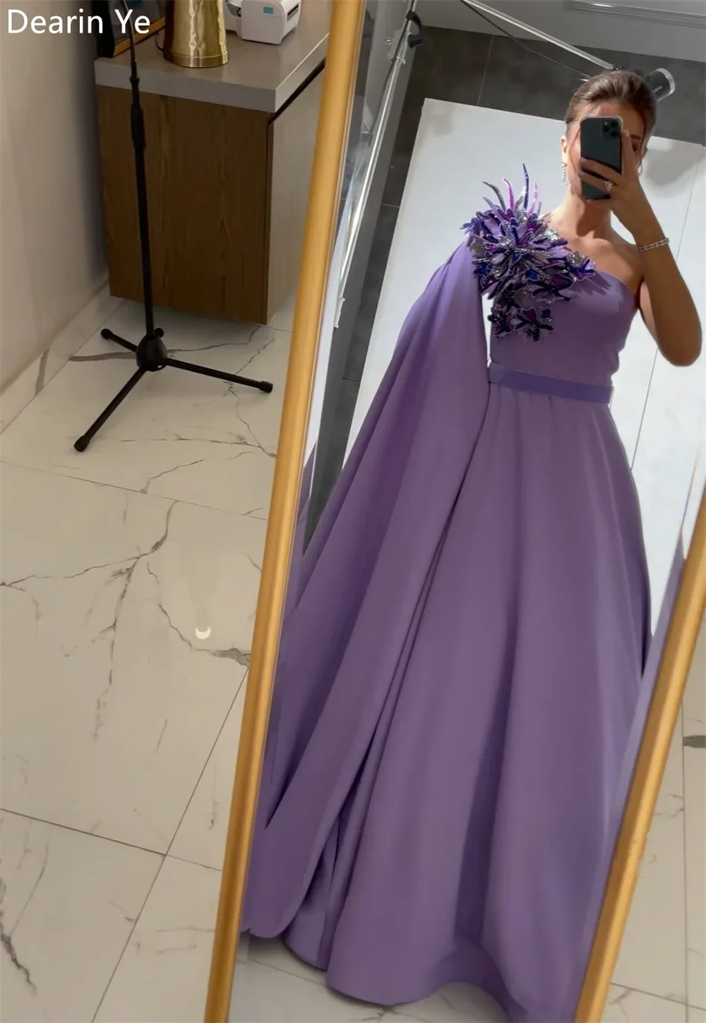 Customized Prom Gown Saudi Arabia Dearin One-shoulder A-line Floor Length Skirts Draped Applique Bespoke Occasion Dresses Evenin