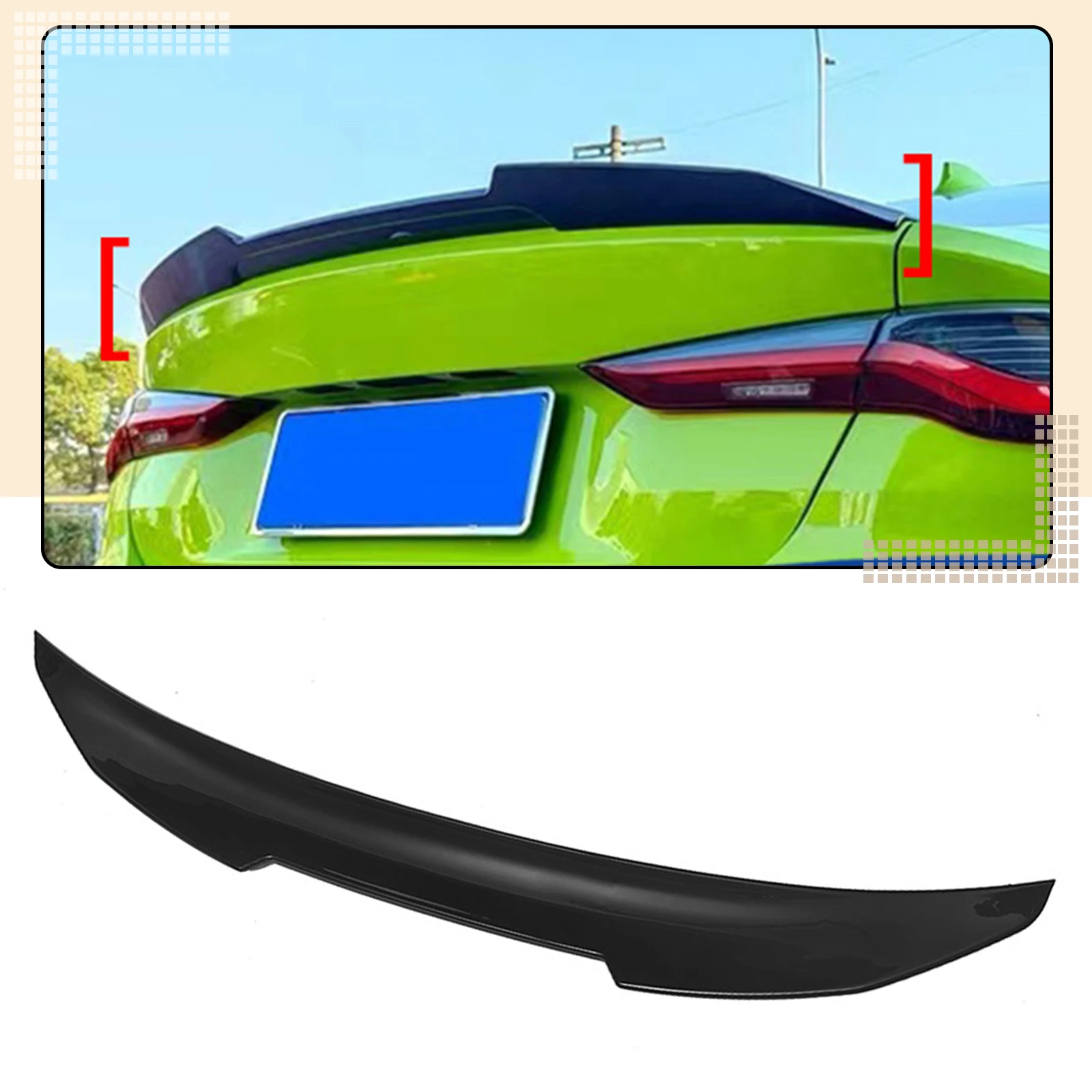 PSM Style Rear Spoiler Trunk Lid For BMW 8 Series G15 2 Door 2021-2026 Gloss Black Tail Gate Window Upper Air Dam Splitter Flap