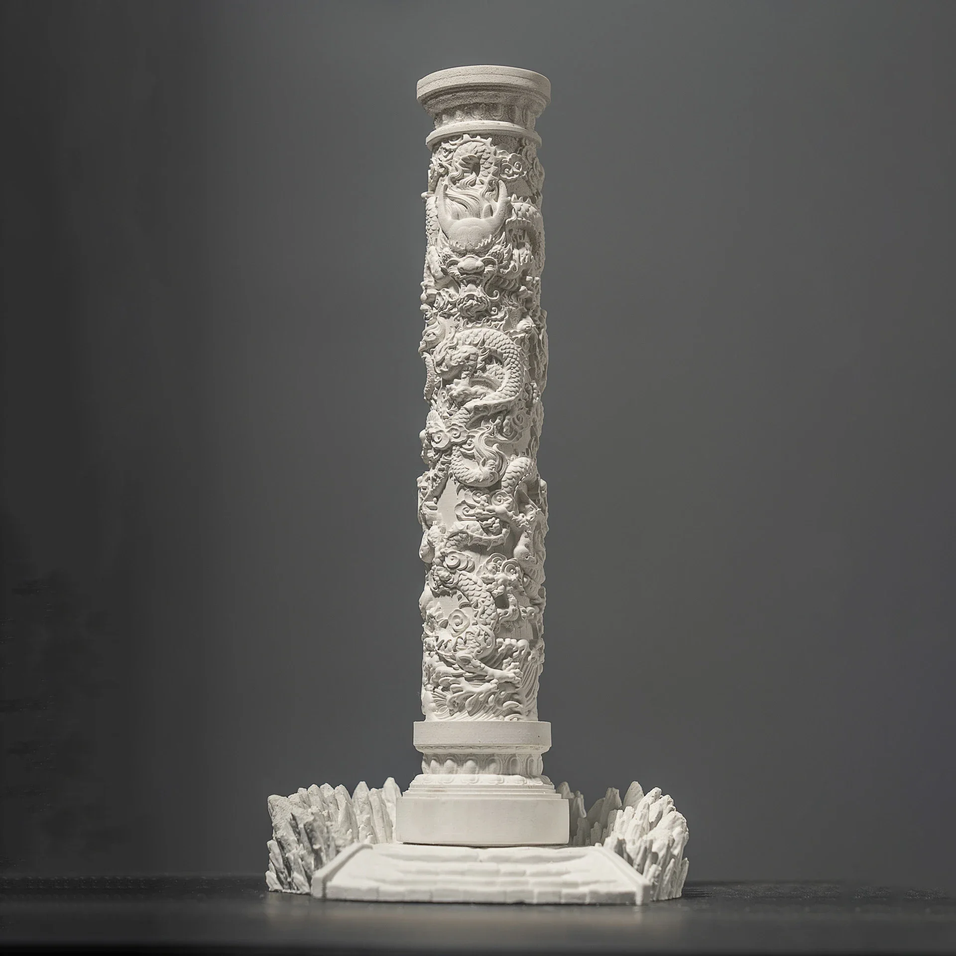 Chinese Loong Pillar Pan Dragon Pillar New Chinese Style Landscape Pillar Sea Immortal Needle White Cement Building Decoration