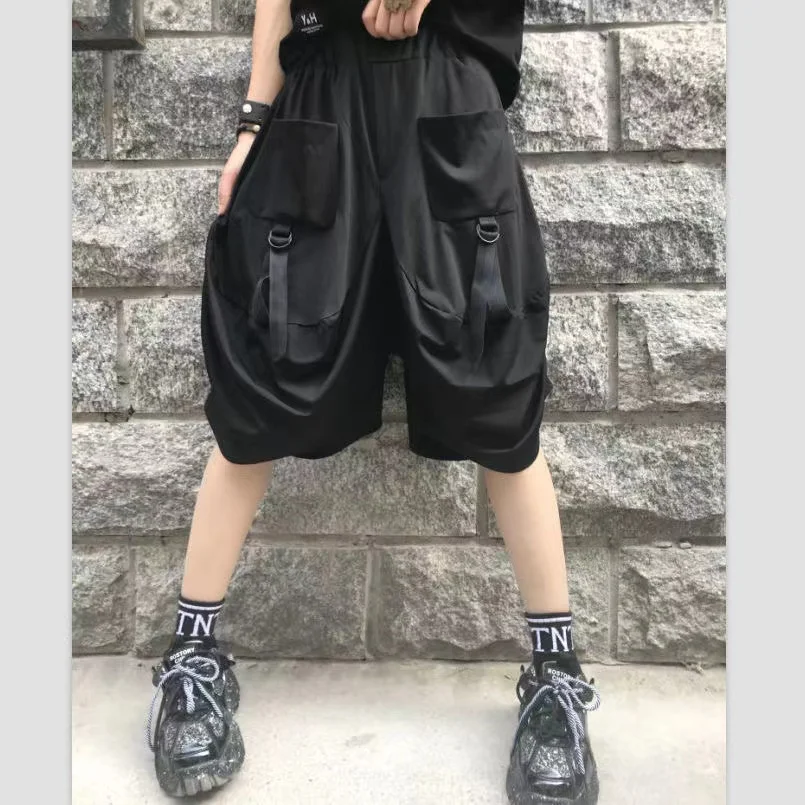 2025 Summer New Style High Waist Wide Leg Short Pants for Women Casual Commute Style Pocket Elements Trousers Personality Match