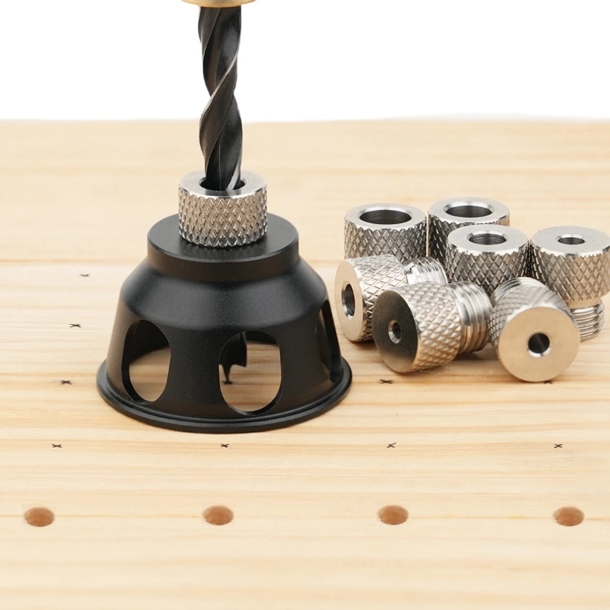 Aluminium-Legierung Vertikaler Bohrführungs-Satz 3-10mm, Präzisions-Dübelbohrungs-Positionierungswerkzeug für Holzbearbeitungsprojekte – Detail 1