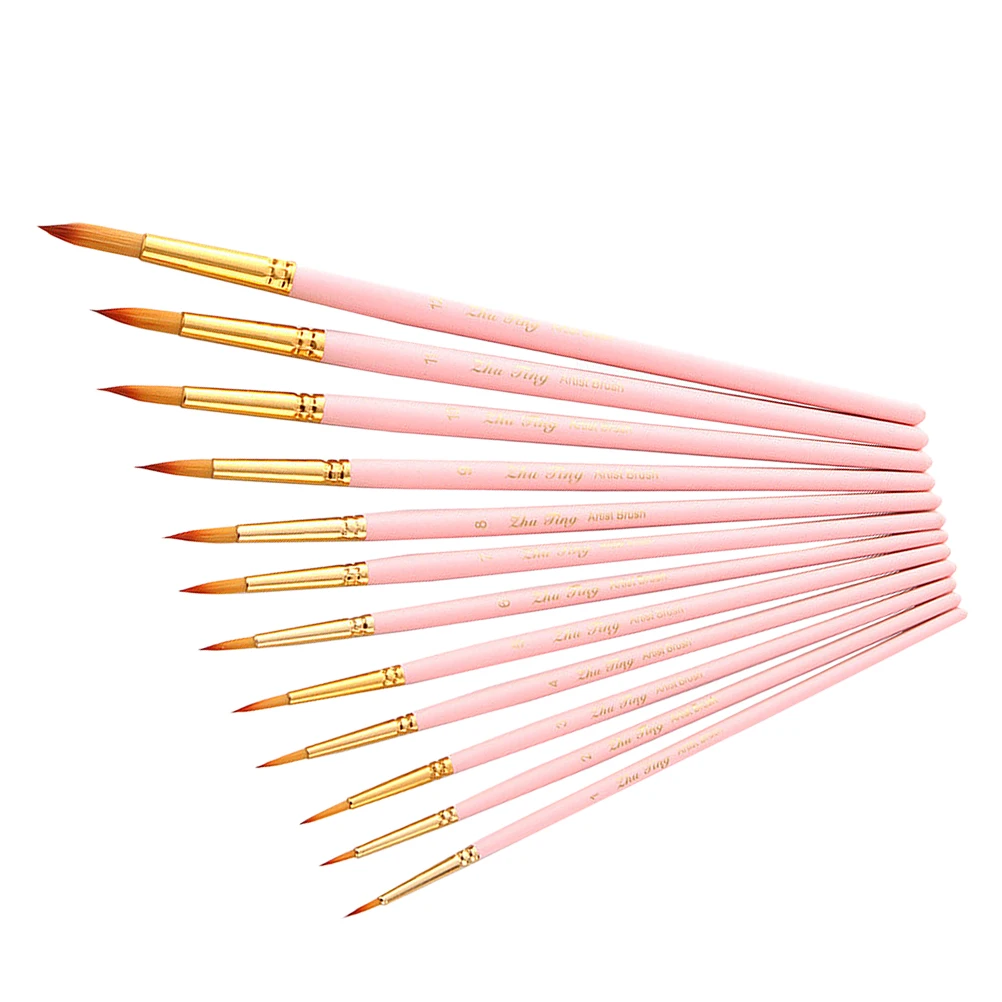 

12pcs Paint Brush Set Fine Tip Art Brushes For Detail Painting Watercolor Miniature Craft Modeling Animals Flowers Tools
