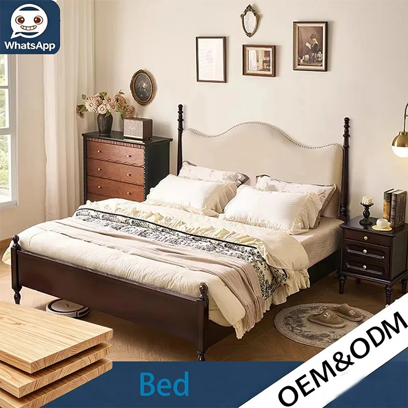 Villa Master Bedroom Solid Oak Murphy Bed Frame, Hand Carved Comfort Platform King Queen Wall Bed for Family Living Room