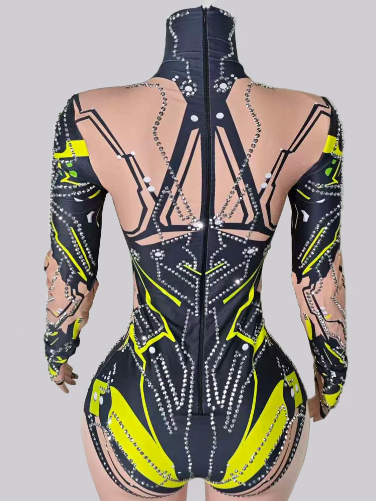 مثير ارتداءها الأخضر تمتد طويلة الأكمام عرض الأداء مجموعة الزي الرقص دعوى النساء Gogos زي حزب ملهى ليلي المغني ارتداء #3