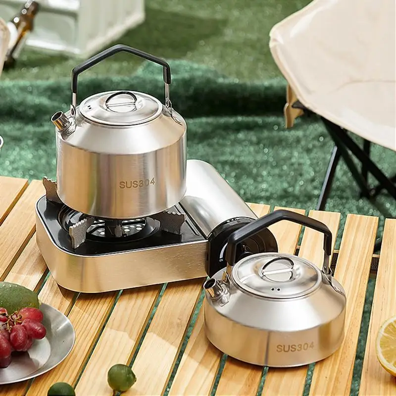 1/1.5L Camping Water Kettle stainless steel Outdoor Coffee Kettle Tableware Lightweight Tea Pot Picnic Supplies Tourism Cookware