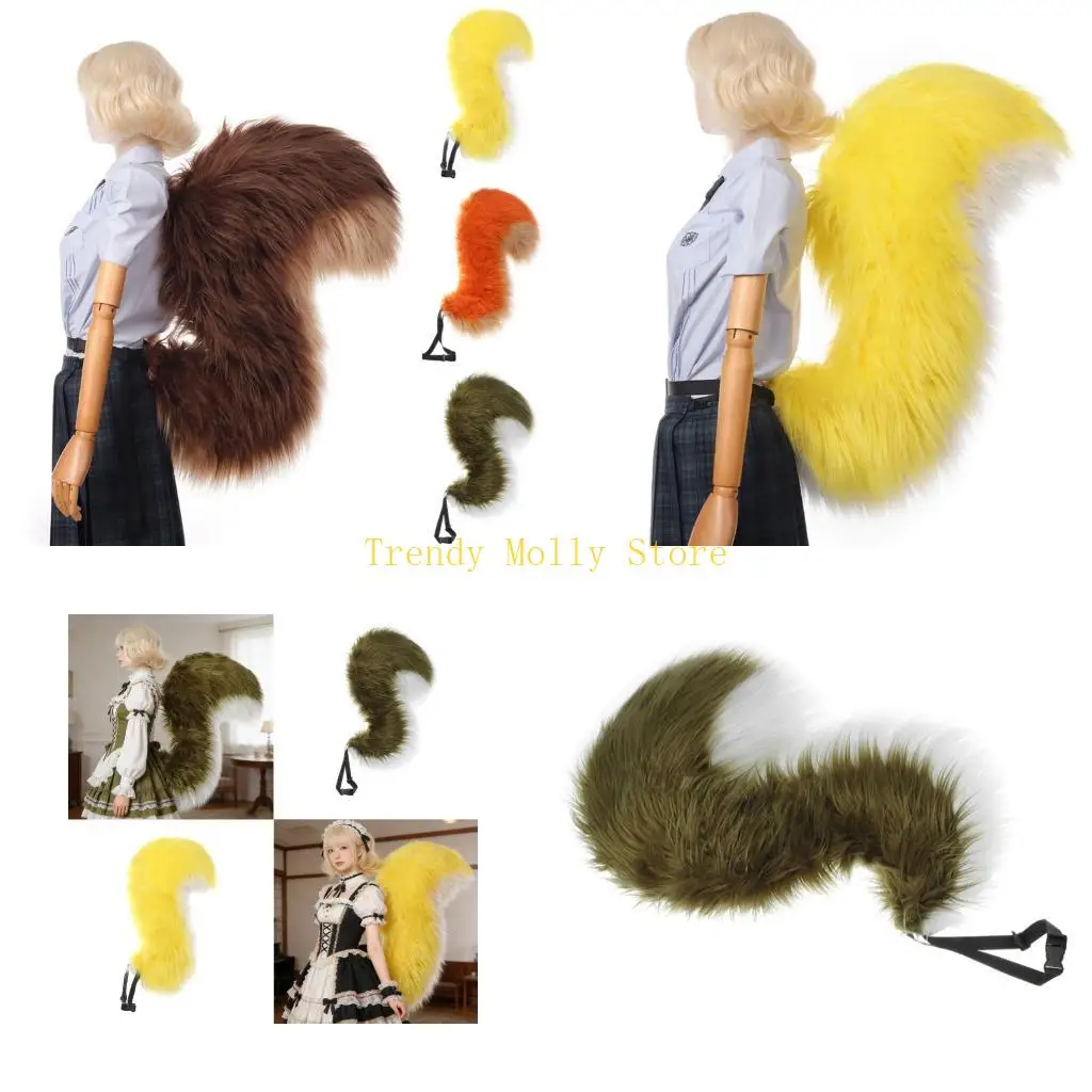 

N5KB Adults Squirrel Costume Accessory Huge Furry Tail Squirrel Tail Faux Furs Animal Tail Cosplay Halloween Costumes Gift