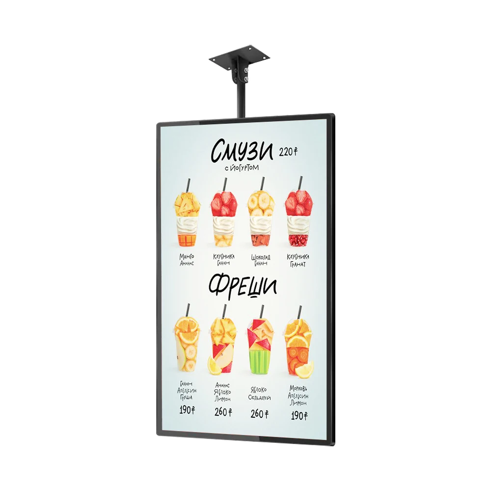 

49 55 Inch Fast Food Store Advertising Devise Hanging Lcd Display Wall Mounted Digital Menu Board for Restaurant Shopping Mall