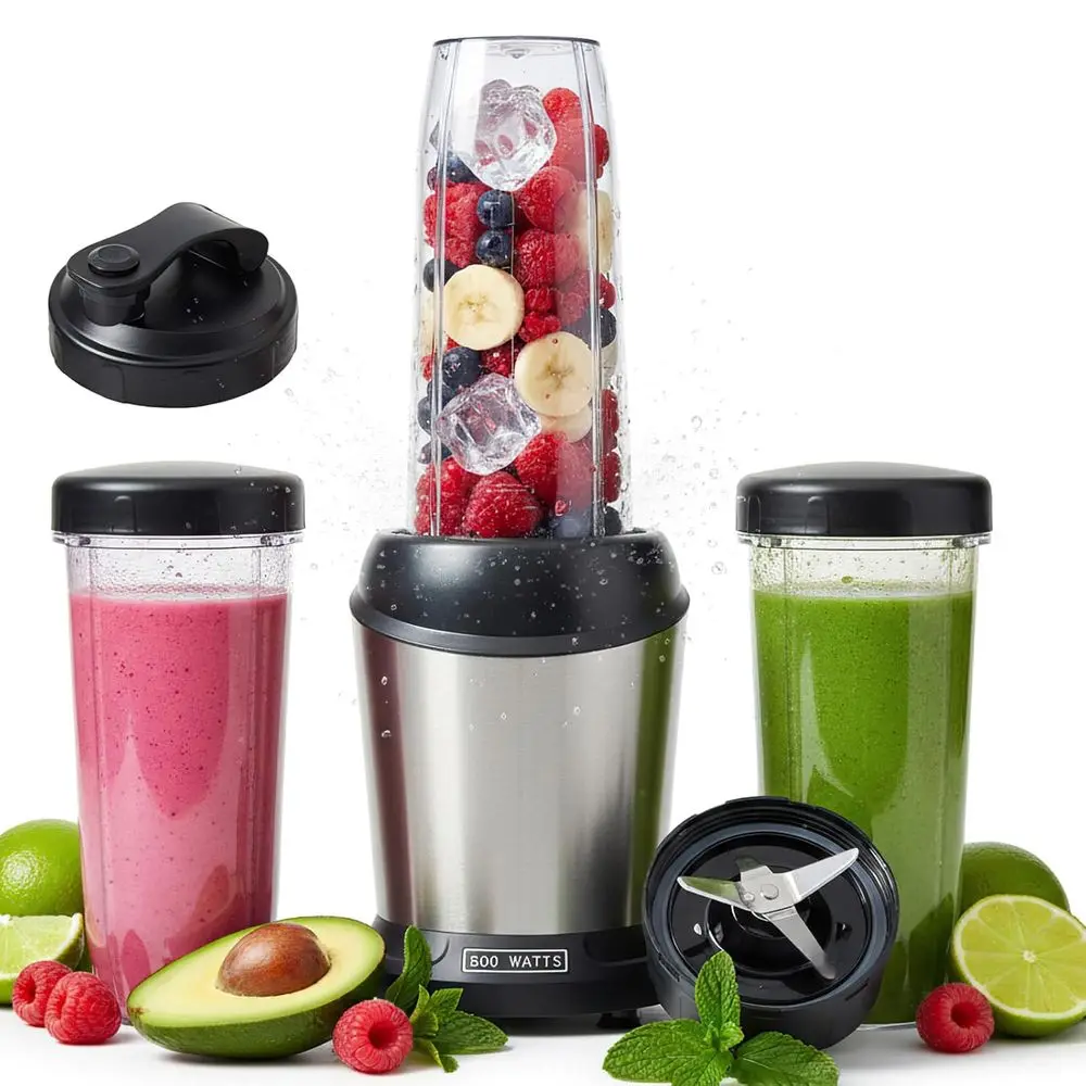 

Portable Blender with 17-34 oz BPA-Free Cups for Smoothies, Shakes, and Ice Crushing in Silver
