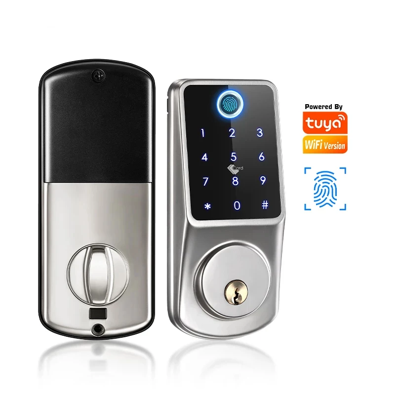 Tuya WiFi Smart Deadbolt Lock Fingerprint Digital Keypad Entry Door Electronic Lock Ttlock App Control For Home Apartment Airbnb