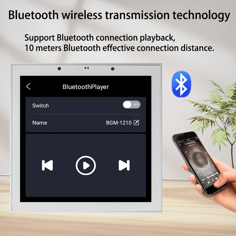 4 Inch Android 11 Tuya Smart home bluetooth audio Alexa Voice Control Background Music in Wall Amplifier withCeiling Speaker