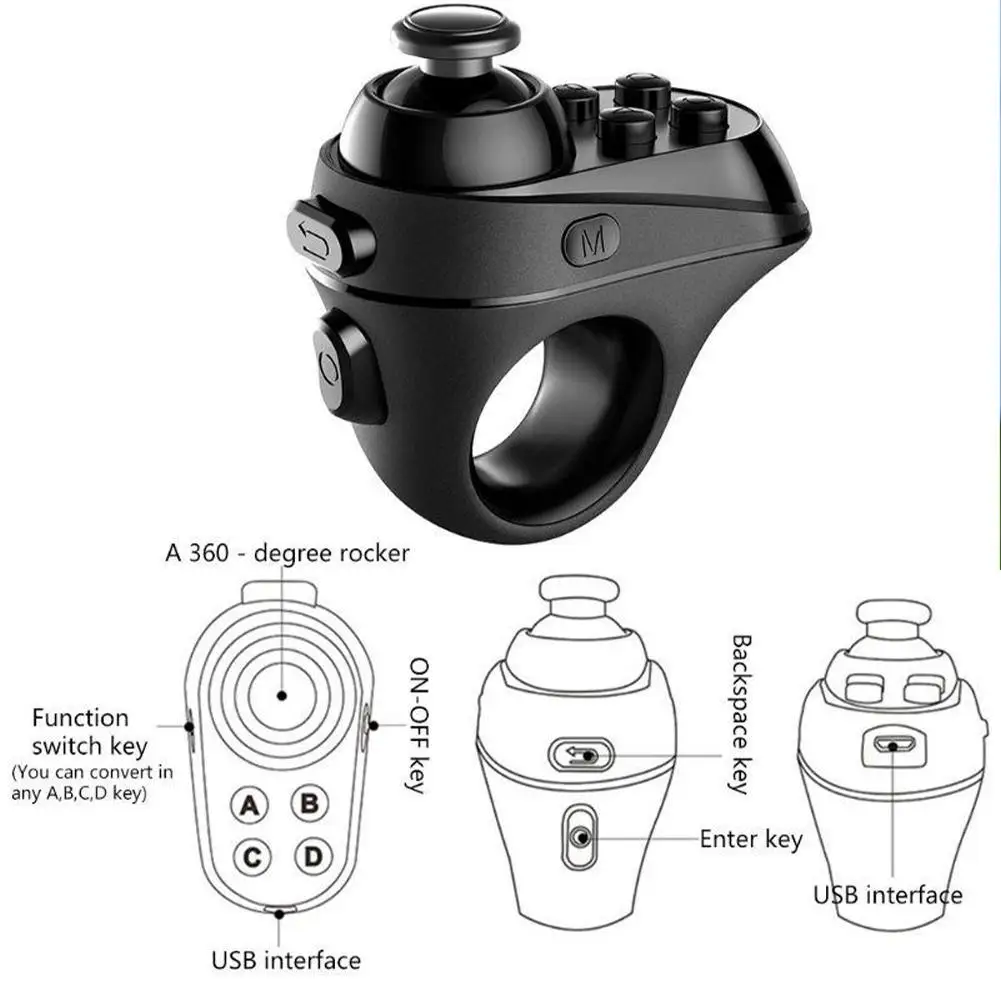 

R1 Ring Bluetooth 4.0 Wireless VR Remote Control for iPhone Android Phone VR Headset VR Remote Game Controller Joystick Gamepad