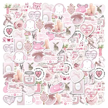 46張兔子、熊、香水粉紅塗鴉貼紙,可裝飾筆記本、水杯、日記本、吉他、學生文具,PVC材質。 6 最佳銷售 千禧年文具 - №6