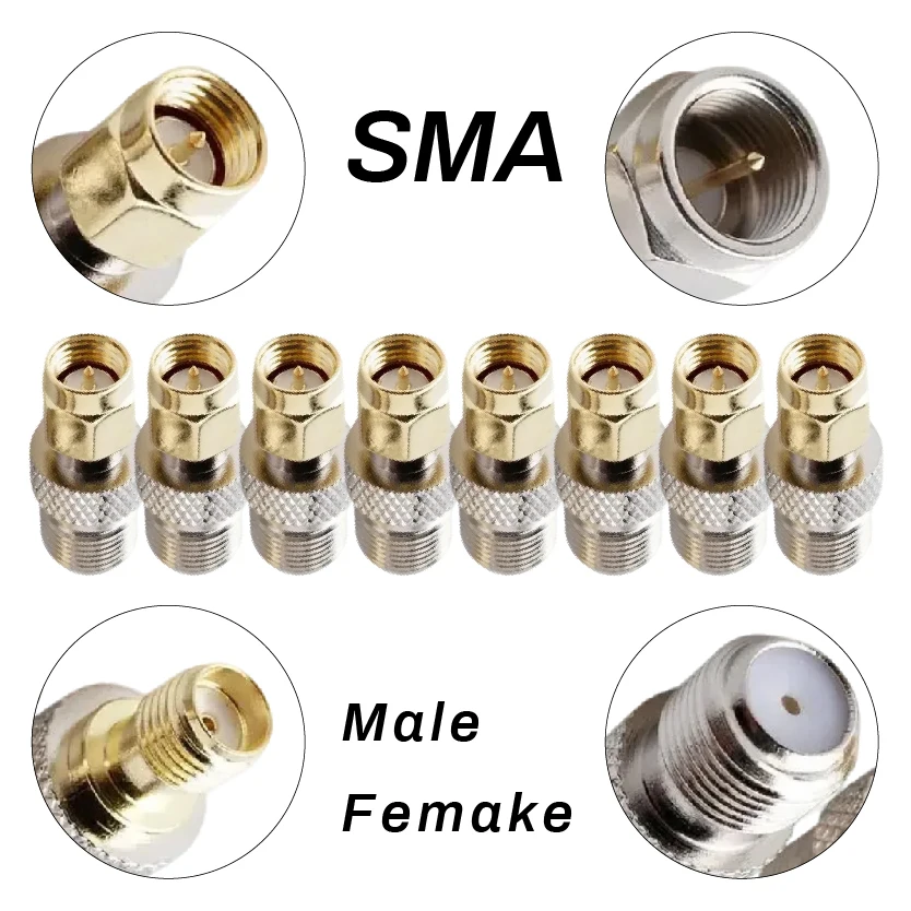 

Переходник SMA (гнездо-штекер) прямой, позолоченный, из латуни, коаксиальный радиочастотный разъем