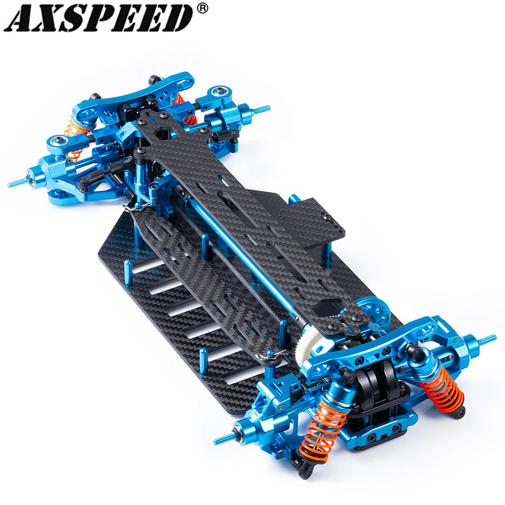 AXSPEED Chassis Frame Body Shell Assembled Set Metal & Plastic/Carbon Fiber for Tamiya TT02 1/10 RC Model Car Accessories