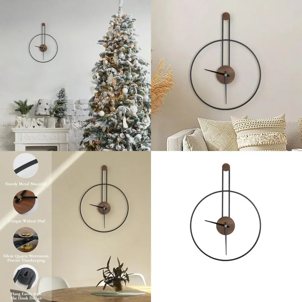 

Большие бесшумные настенные часы из орехового дерева 17,8 x 24,4 дюйма для дома, гостиной, спальни, кухни, офиса