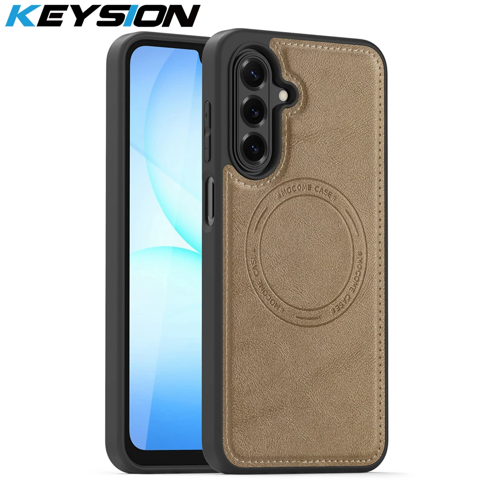 KEYSION Luxuriöse Retro PU-Lederhülle für Samsung A17 5G A16 A15 4G 5G Magnetische Stoßfeste Telefon-Rückabdeckung für Galaxy A26 5G