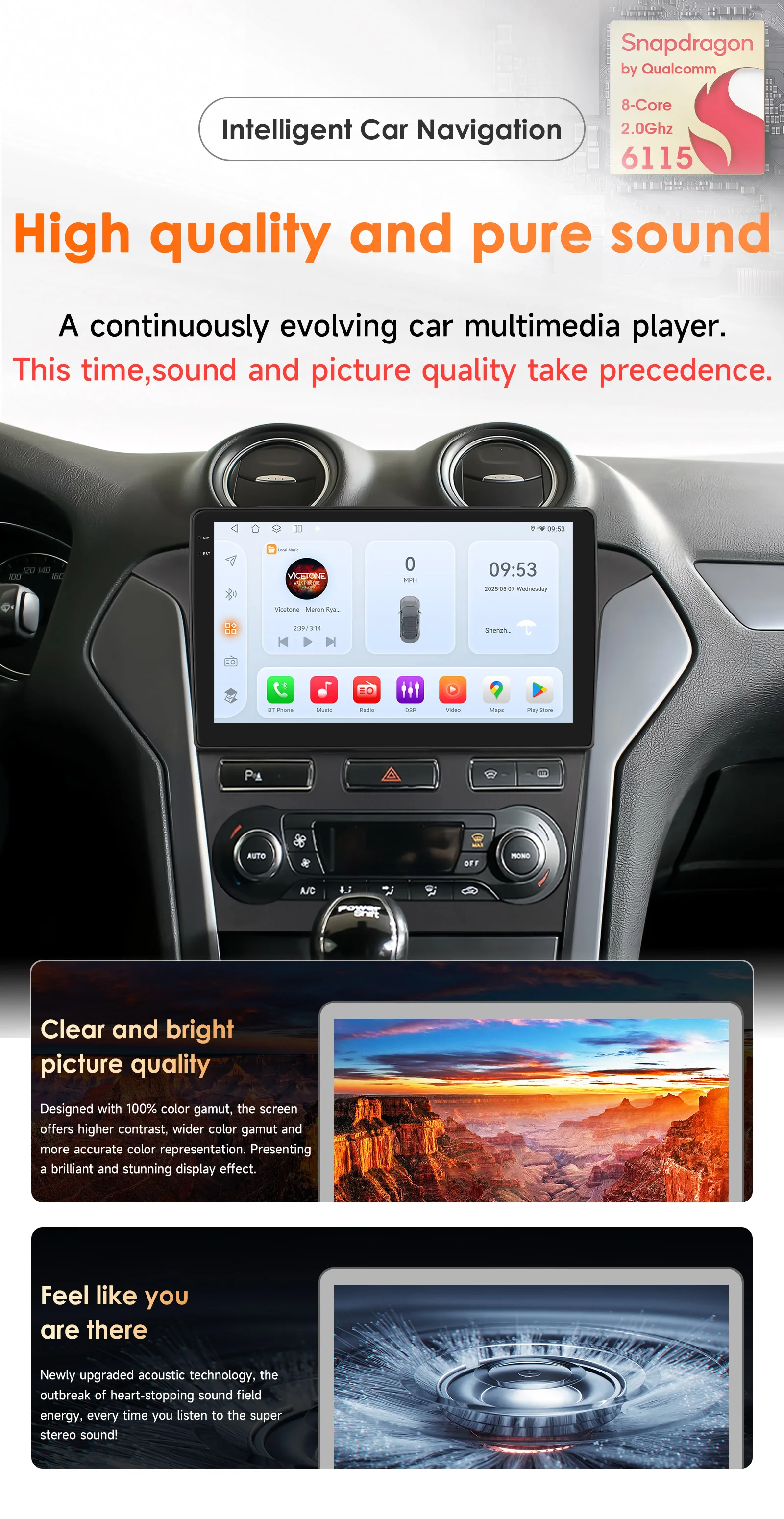 Hizpo Android 14 10,1 Zoll Autoradio GPS für Ford Mondeo 2010-2014 Multimedia 8G+128G Multimedia-Player DSP WIFI Kein 2 Din 2din DVD – Detail 4