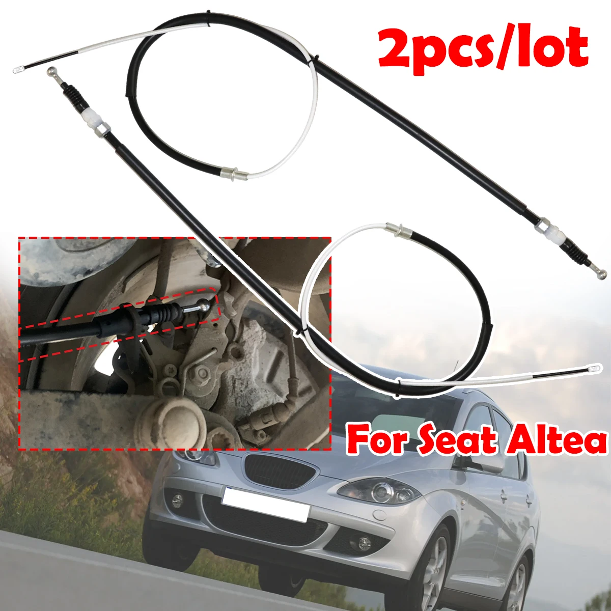 2Pcs Rear Left Right Parking Brake Handbrake Cables Heavy Duty Corrosion Resistant Parts Bonus Ties For Seat Altea Leon Toledo