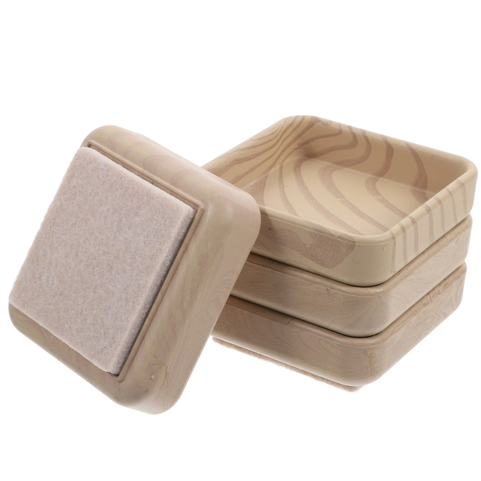 

4pcs Wood Grain Floor Protectors Non slip Plastic Leg Pads for Furniture Chair Table Bed Frame Wheel Stoppers Carpet Hardwood