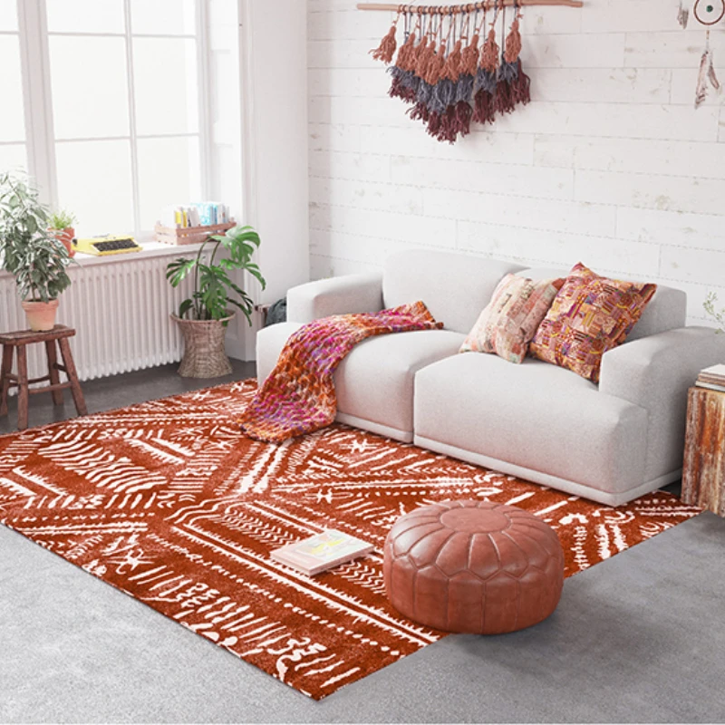 Nordic Ethnic Style Carpet, Simple Bedroom Rug, Living Room Decoration, Retro Sofa, Coffee Table, Non-Slip, Anti-Fouling