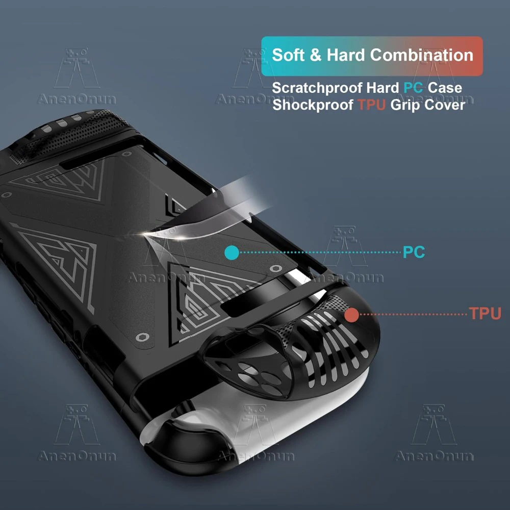 Switch 2 TPU + PC Split Case Antiderrapante Grip Capa Completa Pele À Prova de Choque Anti-arranhões Proteção Total Durável Soft Shell - Preto