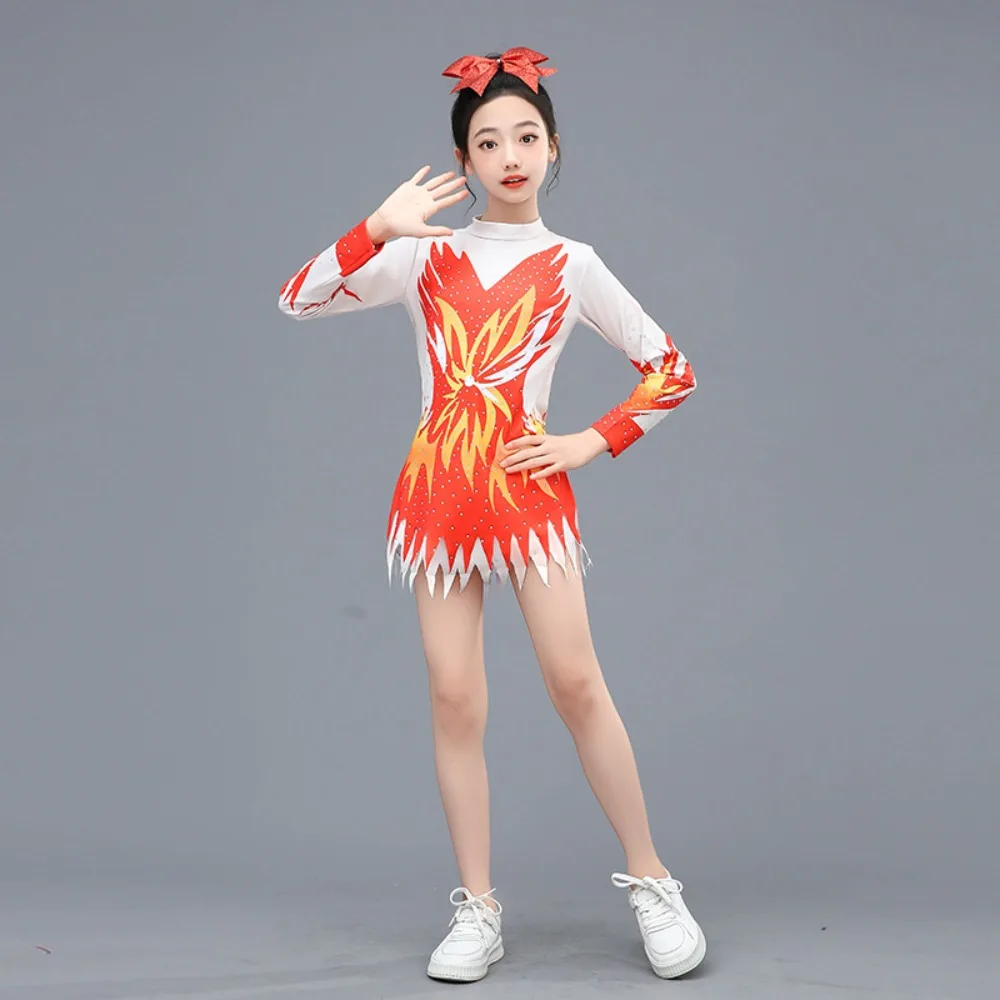 Cheerleader Costume Jazz Dance Performance Kids Clothes Children Clothing Sports Aerobics Girls Dress Dance Wear Stage Elegant
