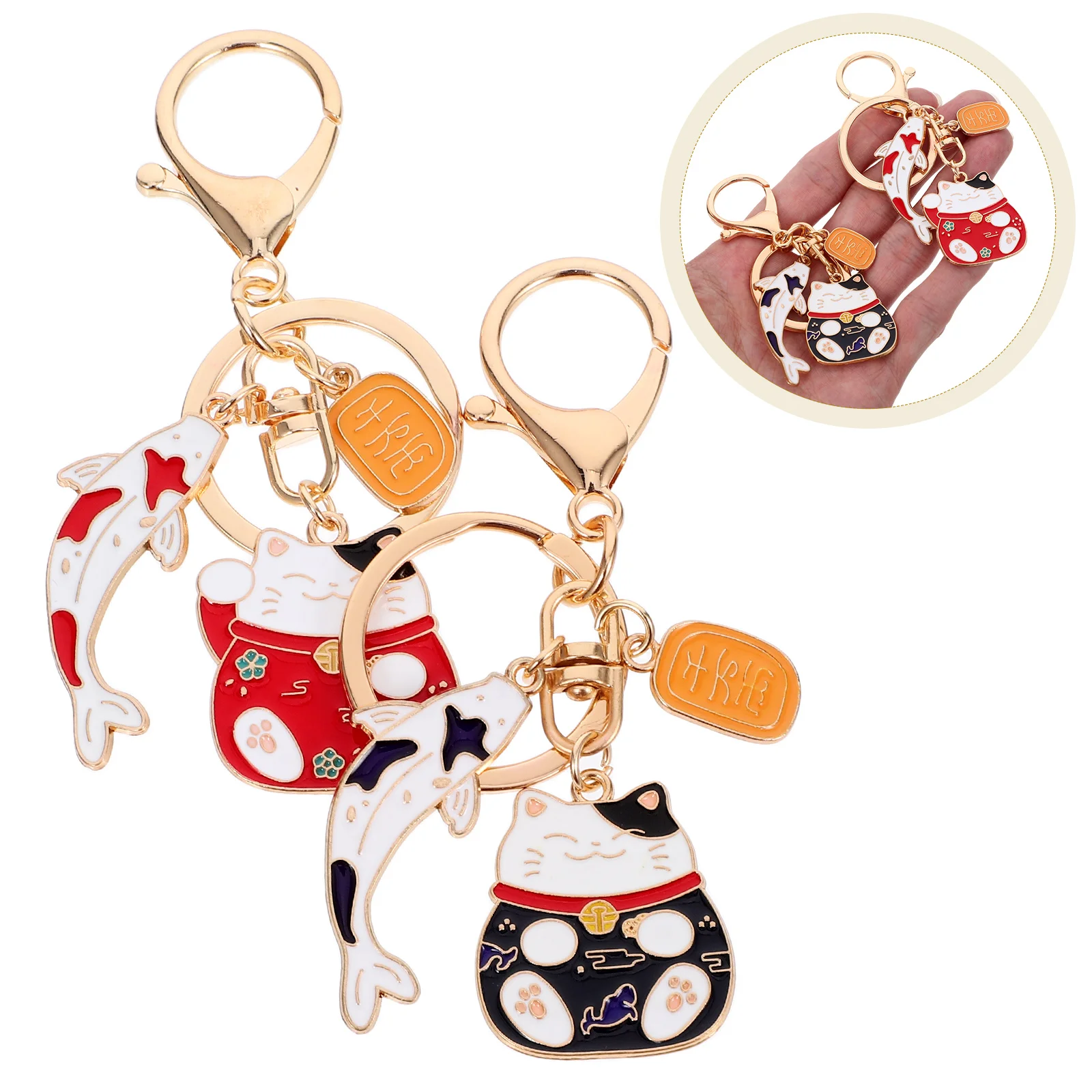 

2pcs Japanese Fortune Cat Keychain for Good Luck and Financial Success Cute Keychain for Girls' and Handbags Cat Keyring