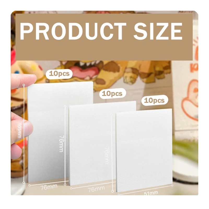 30PCS Clear Notes Pads Set 3 Sizes, Waterproof Self-Adhesive Translucent See Through Sticky Notes Kit For School & Office