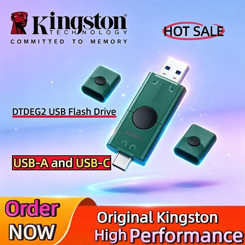 Kingston DTDEG2 New Original Flash Drive For iPhone 128GB 256GB Pendrive Dual Type-C USB-A OTG High Speed USB3.2 Memory Stick