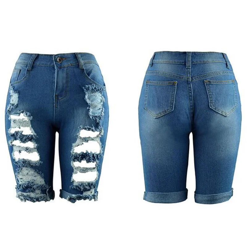 Pantaloncini di Jeans da donna Jeans con foro distrutto pantaloni Casual estivi di moda corti per le donne pantaloncini a vita alta strappati Femme Pantalones