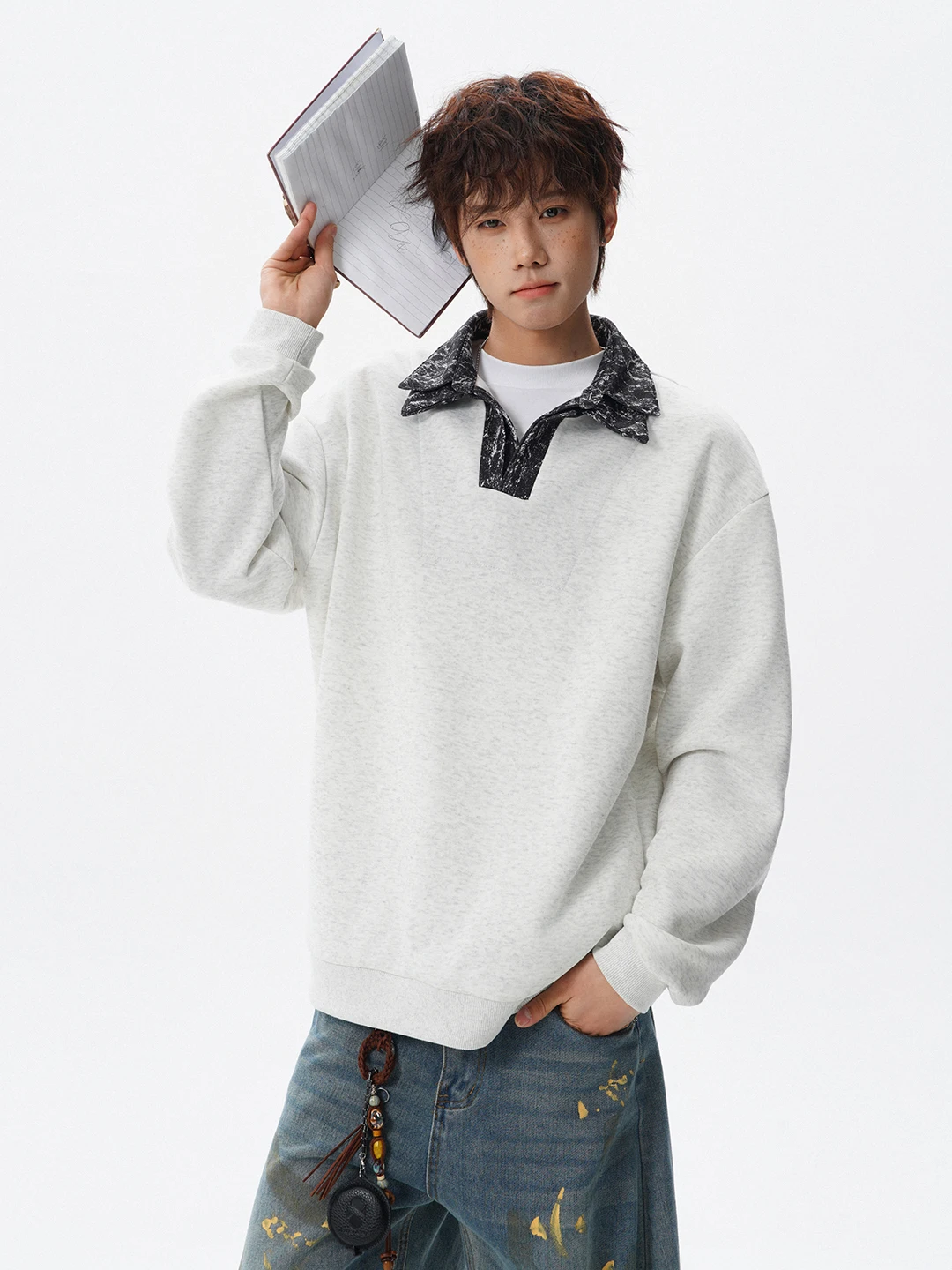 

Мужская толстовка American Style Heavyweight Color Block Double Layer, свободного кроя, с длинным рукавом, для весны и осени, повседневная.