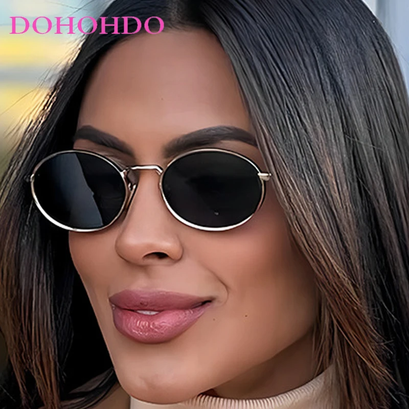 

2025 Popular Designer Metal Oval Punk Women's Sunglasses New Brand Small Frame Men Sunglass Outdoor Travel Driving Shades UV400