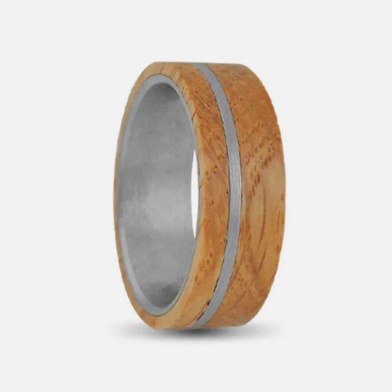 

Tungsten Steel Ring Men's Solid Wood Ring