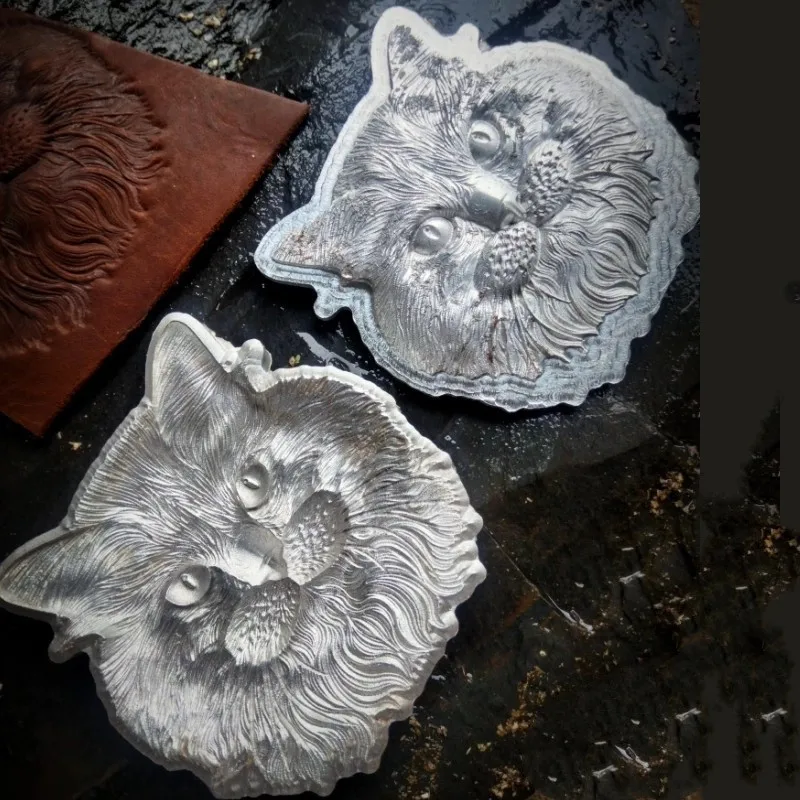 

3D кошачий штамп шириной 3 дюйма, форма для тиснения бесшовных краев для кожи на 2-3 унции, инструмент для рукоделия из алюминиевого сплава