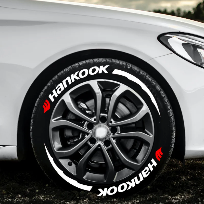 Calcomanías 3D para neumáticos de coche, pegatinas de letras HANKOOK, decoración de estilo de dientes de lobo, calcomanías de etiquetas para ruedas