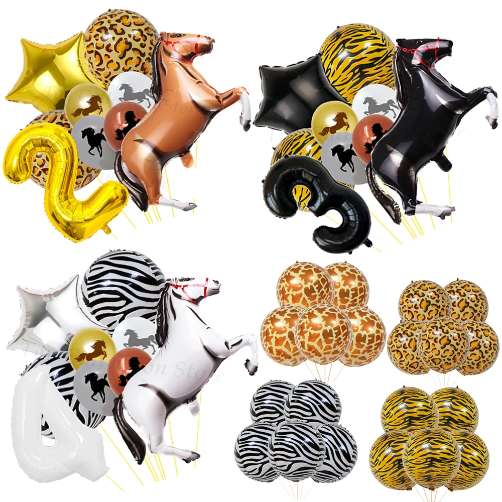 Horse Decorative Balloons For Party Animal Grain Birthday Decoration Boy Girls Party Supplies Knight Horse Racing 4D Foil Ballon