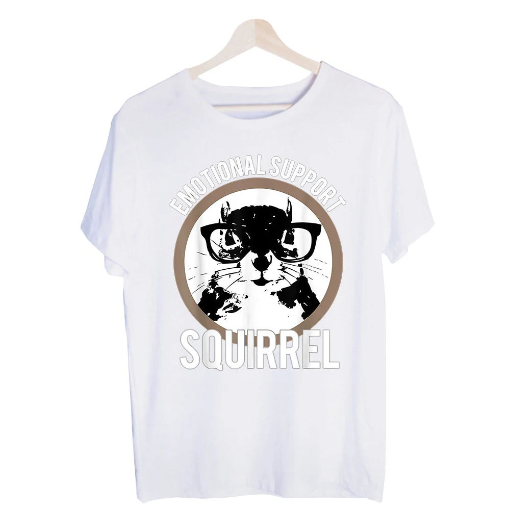 Men's Squirrel with Glasses Graphic Tee, Short Sleeve Crew Neck T-Shirt for Casual Daily Wear and Summer Outfits