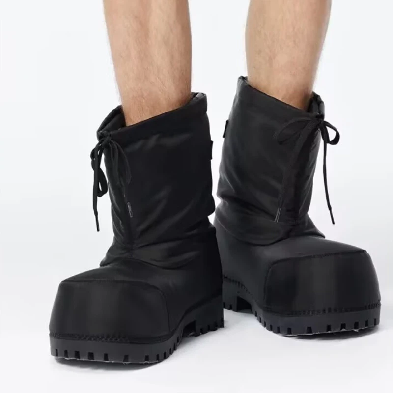 Fashion High Heels Snow Boots Women Thick Bottom Big Head Design Calf Boots Waterproof Platform Ankle Boot Ladies Shoes Winter