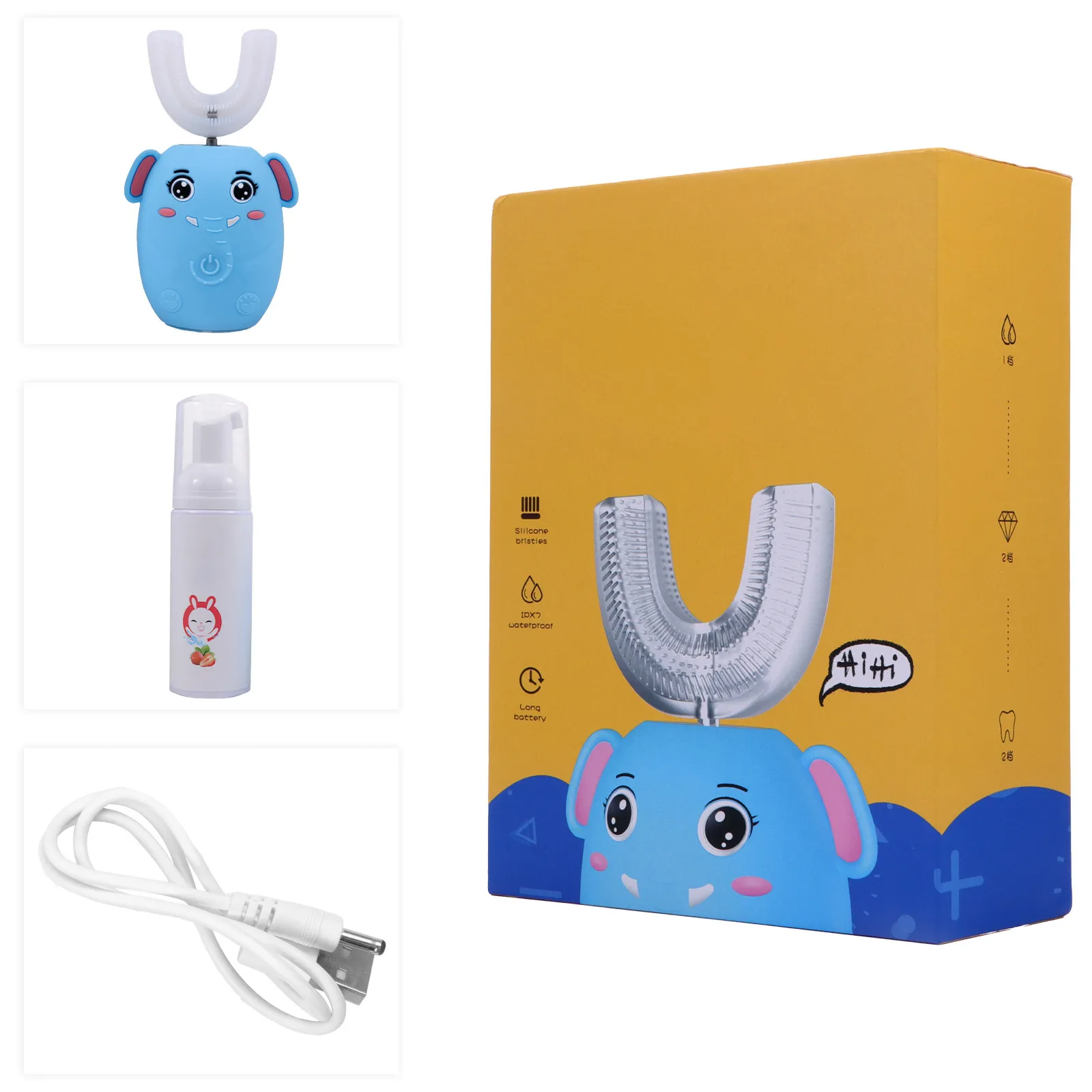 

U shaped Electric Toothbrush for Baby Kids Blue Cartoon Silicone Soft Bristles Full automatic al Hygiene Toothbrush U Shape