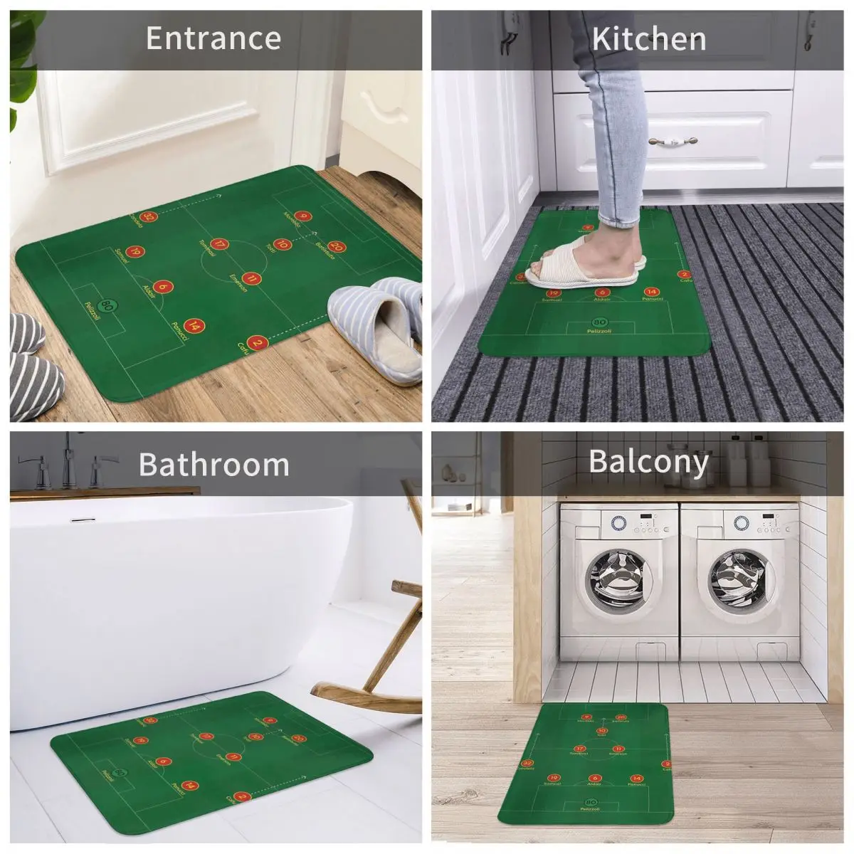 AS Roma CM 0102 Full Team Non-slip Doormat Floor Mat Antiwear Carpet Rug for Kitchen Entrance Home Bathroom Footpad Mats