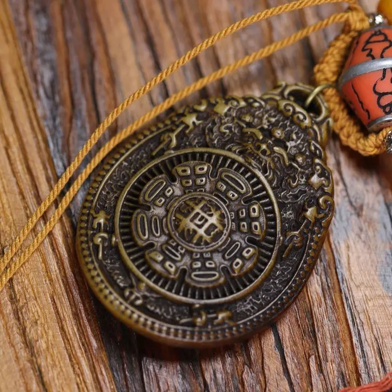 -style 108-bead prayer Tibetan nine-square pendant necklace with celestial beads
