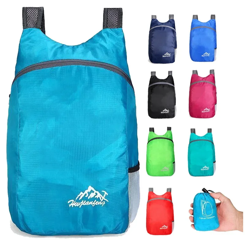 Outdoor lightweight sports waterproof shoulders backpack sturdy wear travel folding large capacity storage bag