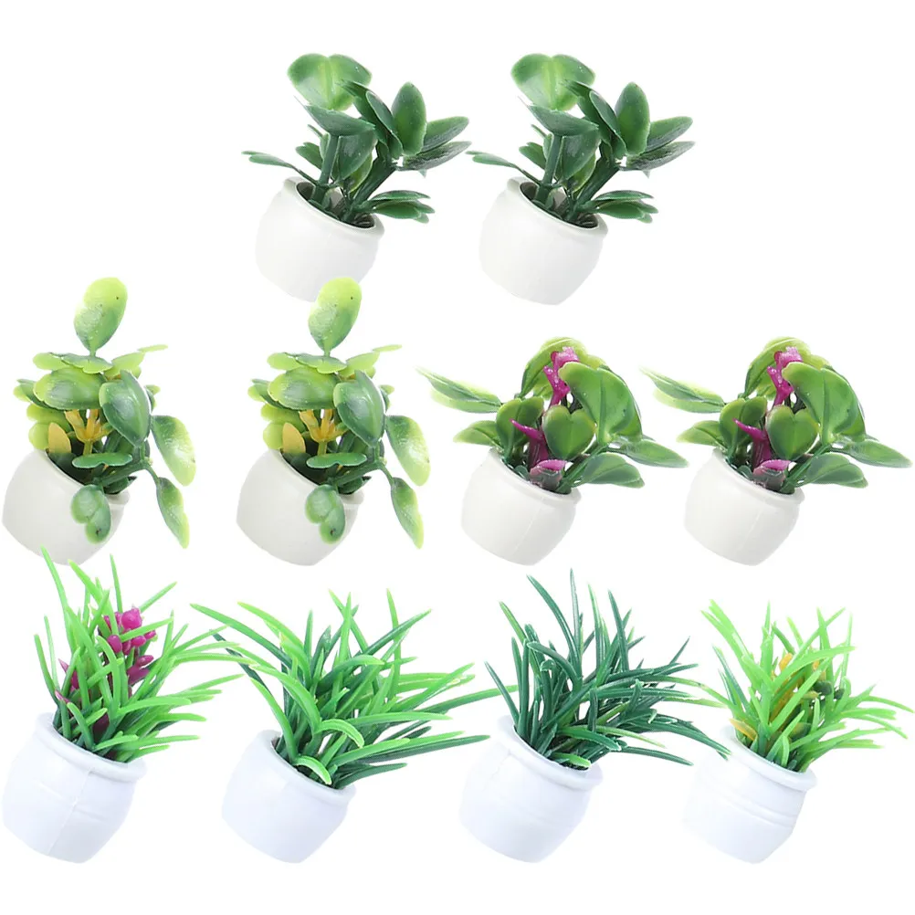 

14Pcs Mini Bonsai Decor Artificial Potted Plant Ornament for Microlandscape Dollhouse Miniature Garden Home Office Decoration